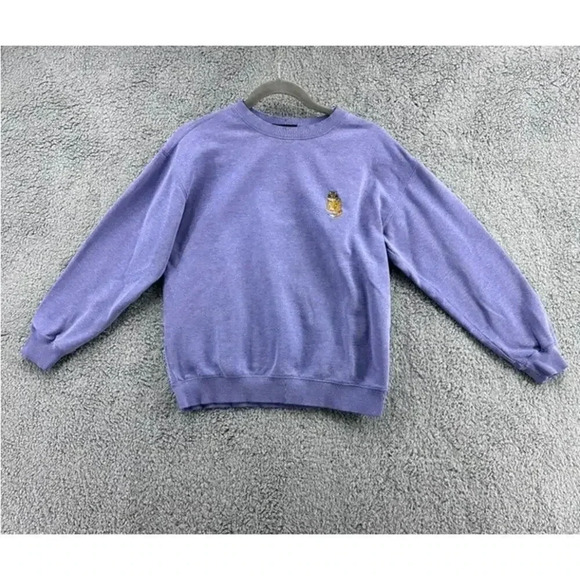 Forever 21 Women's Small‎ Purple Sweatshirt with Cat Embroidery Cozy Comfort - Picture 1 of 7
